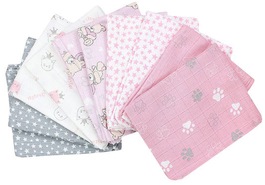 TupTam Baby Mullwindeln Spucktücher 70x80 5er / 10er Pack, Farbe: Mädchen 5, Anzahl der Teile:: 5er Pack