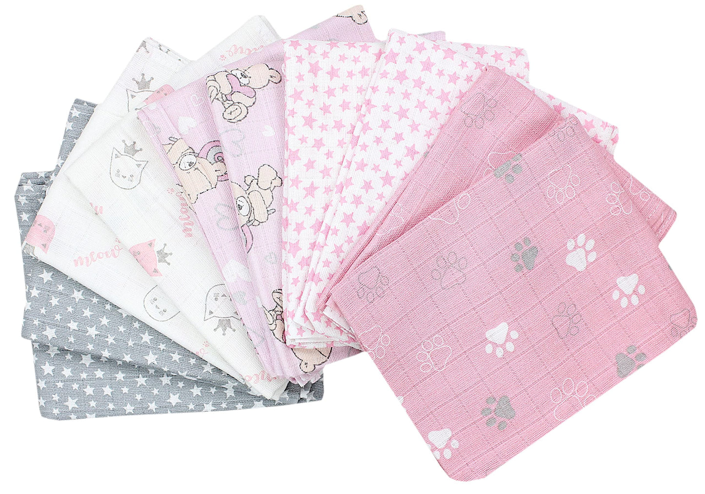 TupTam Baby Mullwindeln Spucktücher 70x80 5er / 10er Pack, Farbe: Mädchen 5, Anzahl der Teile:: 5er Pack