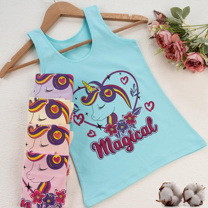 LOREZA ® 5 Mädchen Baumwolle Unterhemden Tank Top Kinder - Gr. 92-170