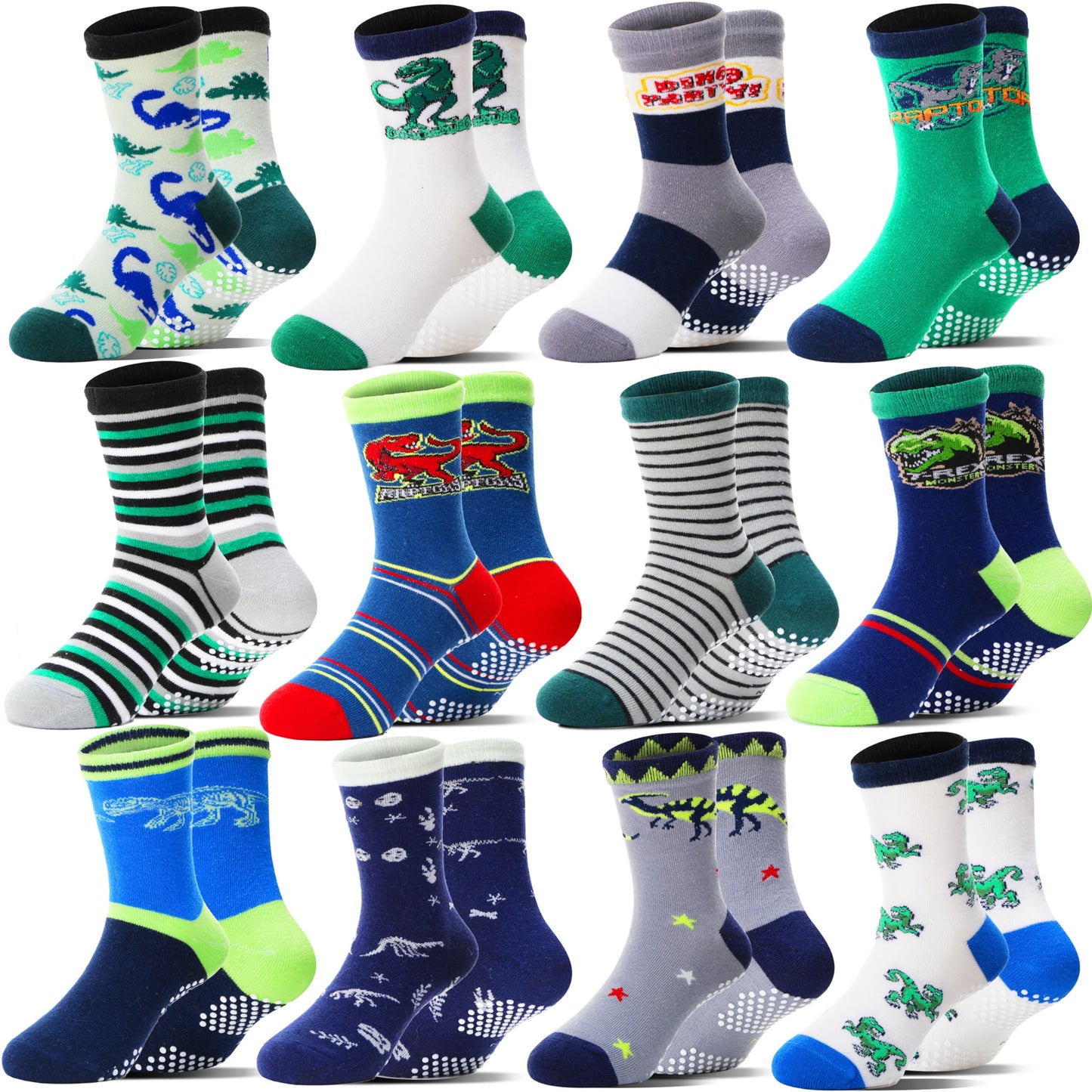 Welwoos 12 Paare Stoppersocken Kinder Baby Jungen Antirutschsocken Kinder Anti Rutsch Rutschfeste Baumwolle Socken
