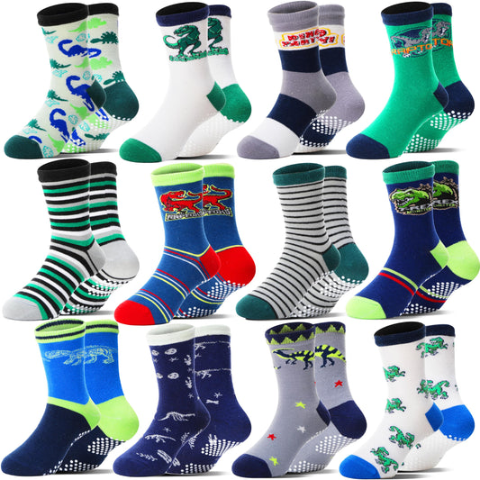 Welwoos 12 Paare Stoppersocken Kinder Baby Jungen Antirutschsocken Kinder Anti Rutsch Rutschfeste Baumwolle Socken