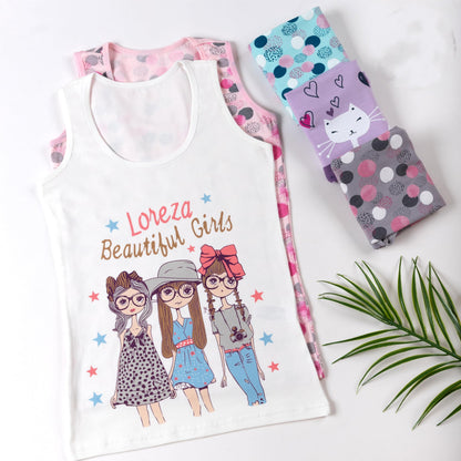 LOREZA ® 5 Mädchen Baumwolle Unterhemden Tank Top Kinder - Gr. 92-170
