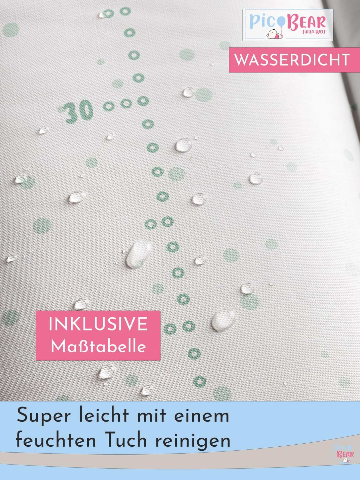 pic Bear Wickelauflage - hochwertige OEKO-TEX Wickeltischauflage - pflegeleichte Wickelunterlage - Auflage Wickelkommode - 85 x 72 cm - Sealife