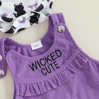 Geagodelia Baby Girl Halloween Clothing Outfit Pumpkin Ghost Baby Clothing Set Body Top + Jumpsuit Dress Newborn Soft Baby Set