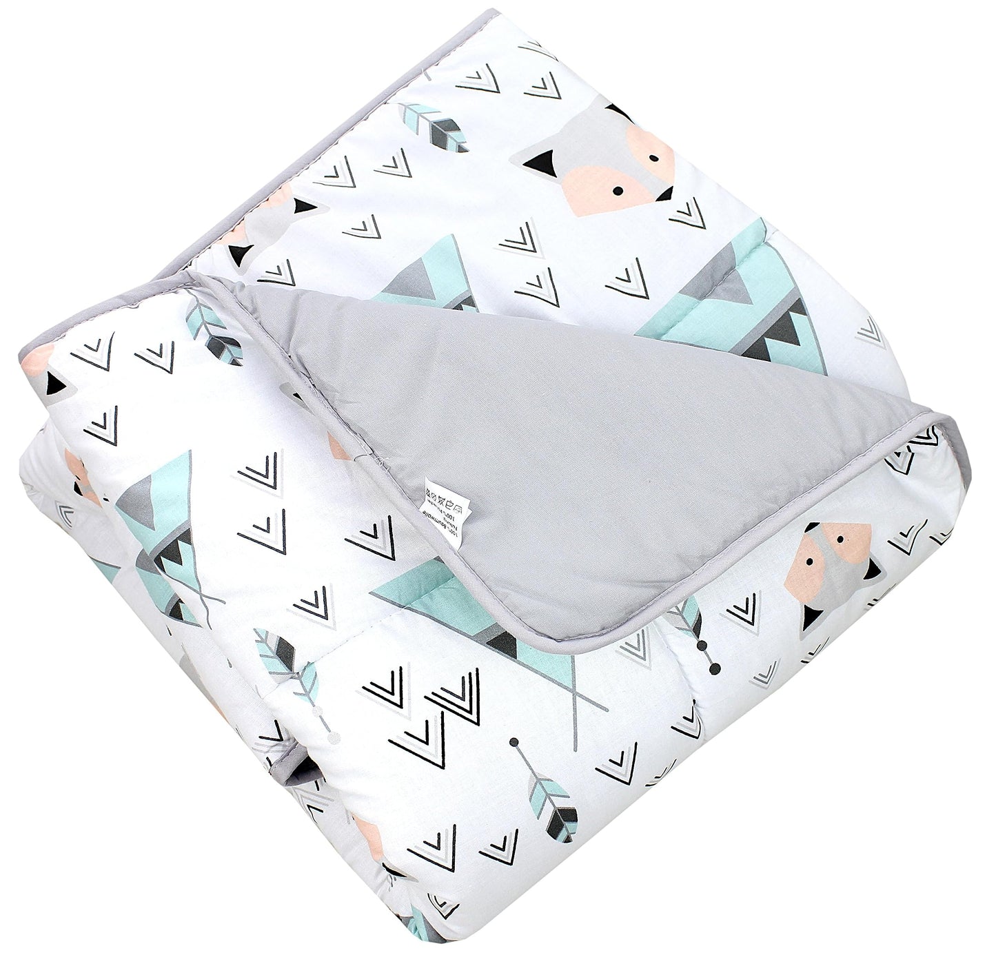 TupTam Krabbeldecke für Baby 120x120 cm - Gepolsterte Spieldecke Baby Baumwolle, XXL, OEKO-TEX, Weich & Hautfreundlich, Farbe: Wald/Beige - Meloni2