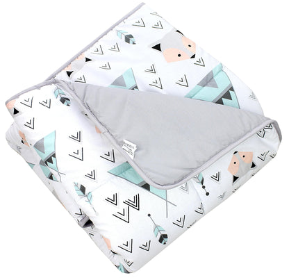 TupTam Krabbeldecke für Baby 120x120 cm - Gepolsterte Spieldecke Baby Baumwolle, XXL, OEKO-TEX, Weich & Hautfreundlich, Farbe: Wald/Beige - Meloni2