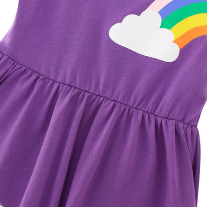 SFreeBo Girls Dresses Unicorn Rainbow Dress Kids Girls Gift Cotton Colourful Dresses for Girls 104 110 116 122 128
