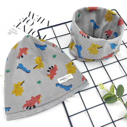 Kinder Beanie Mütze & Loop Schal Set, 95% Baumwolle Mütze Schal Set Mädchen Jungen 2-8 Jahren, Schlauchschal Warme Wintermütze Strickmützen für Herbst Winter Frühling