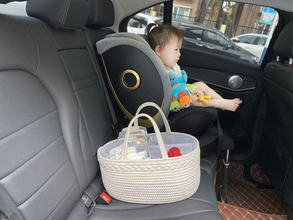 Baby Nappy Caddy Organiser, Multifunctional Storage Box for Nappies, with Interchangeable Compartments, 100% Cotton Linen, Portable Storage Basket for Nappies, Baby Shower Gift