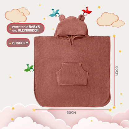 Fuchs&Panda® Badeponcho Kinder EXTRA warm, weich & kuschelig (100% Bambus) | Badeponcho Baby | Handtuch Poncho Kinder mit toller Geschenkverpackung (Kupfer-grün)