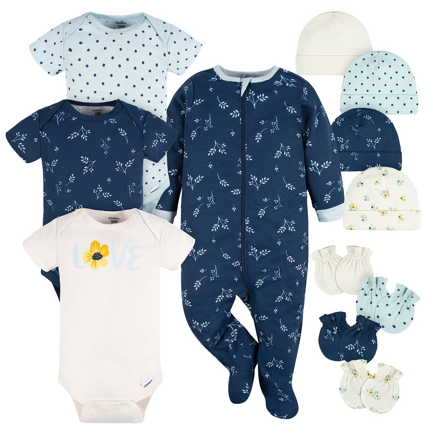 Gerber Baby Girls Boys and Girls 12 Piece Layette Gift Set 12-Piece Layette Clothing Set (Pack of 12)