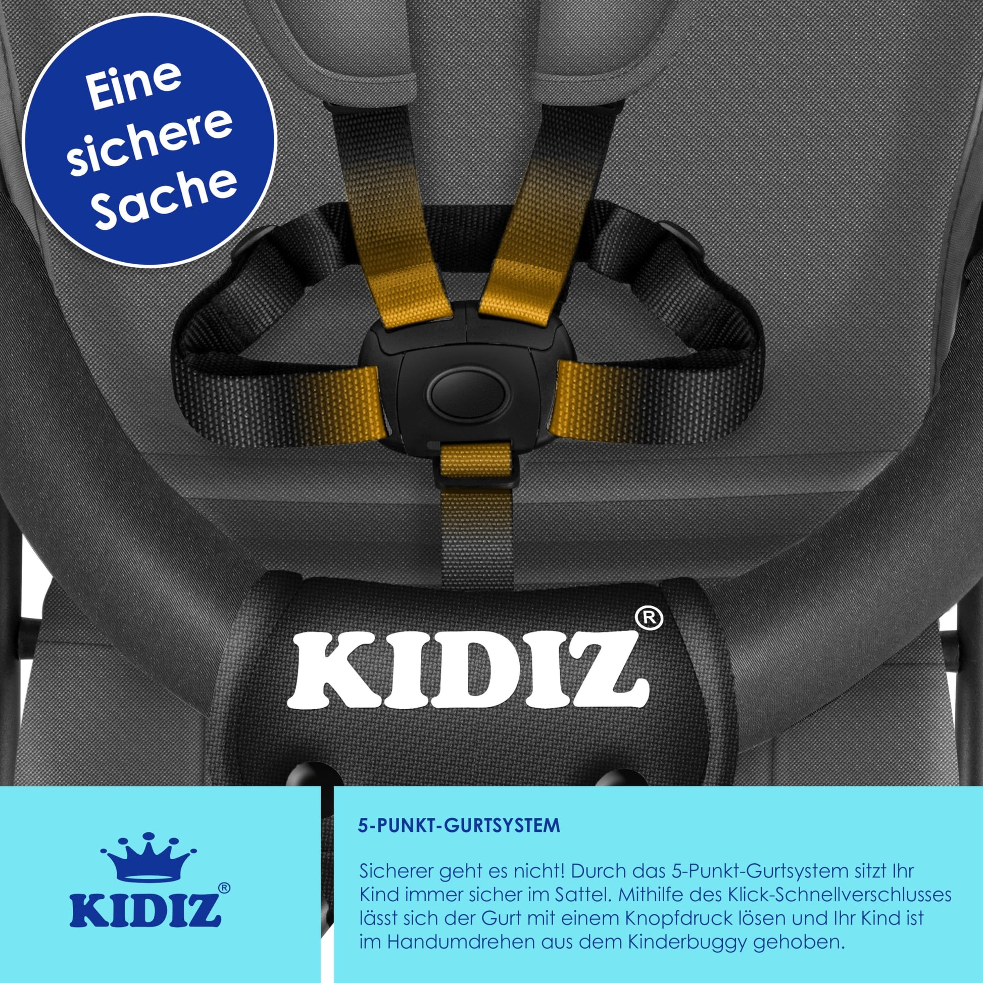 KIDIZ® City Buggy Foldable 360° 4 Inch Wheels Including Sun and Rain Cover Foldable 5-Point Safety Belt from 6 Months Anthracite - Meloni2