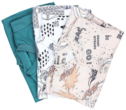 TupTam Baby Jungen Schlafstrampler Langarm Strampler Schlafanzug mit Fuß 3er Pack