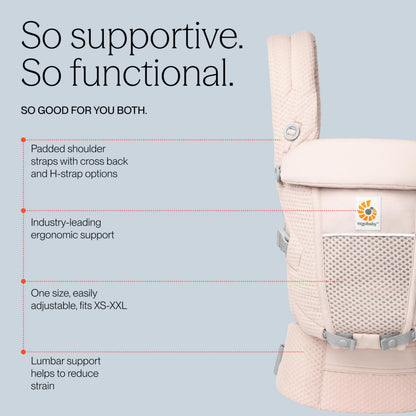 Ergobaby Adapt Babytrage für Neugeborene ab Geburt, 3-Positionen SoftFlex Mesh Ergonomische Babybauchtrage Rückentrage Baby-Tragetasche, Natural Beige, 1 Einheit