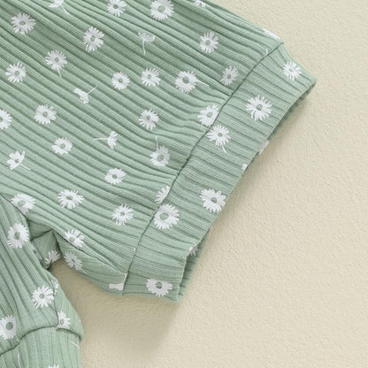 3tlg Baby Mädchen Sommer Kleidung Set Rüschen Kurzarm Strampler + Rüschen Shorts + Stirnband Babyset Weiche Neugeborene Ausgehen Outfit