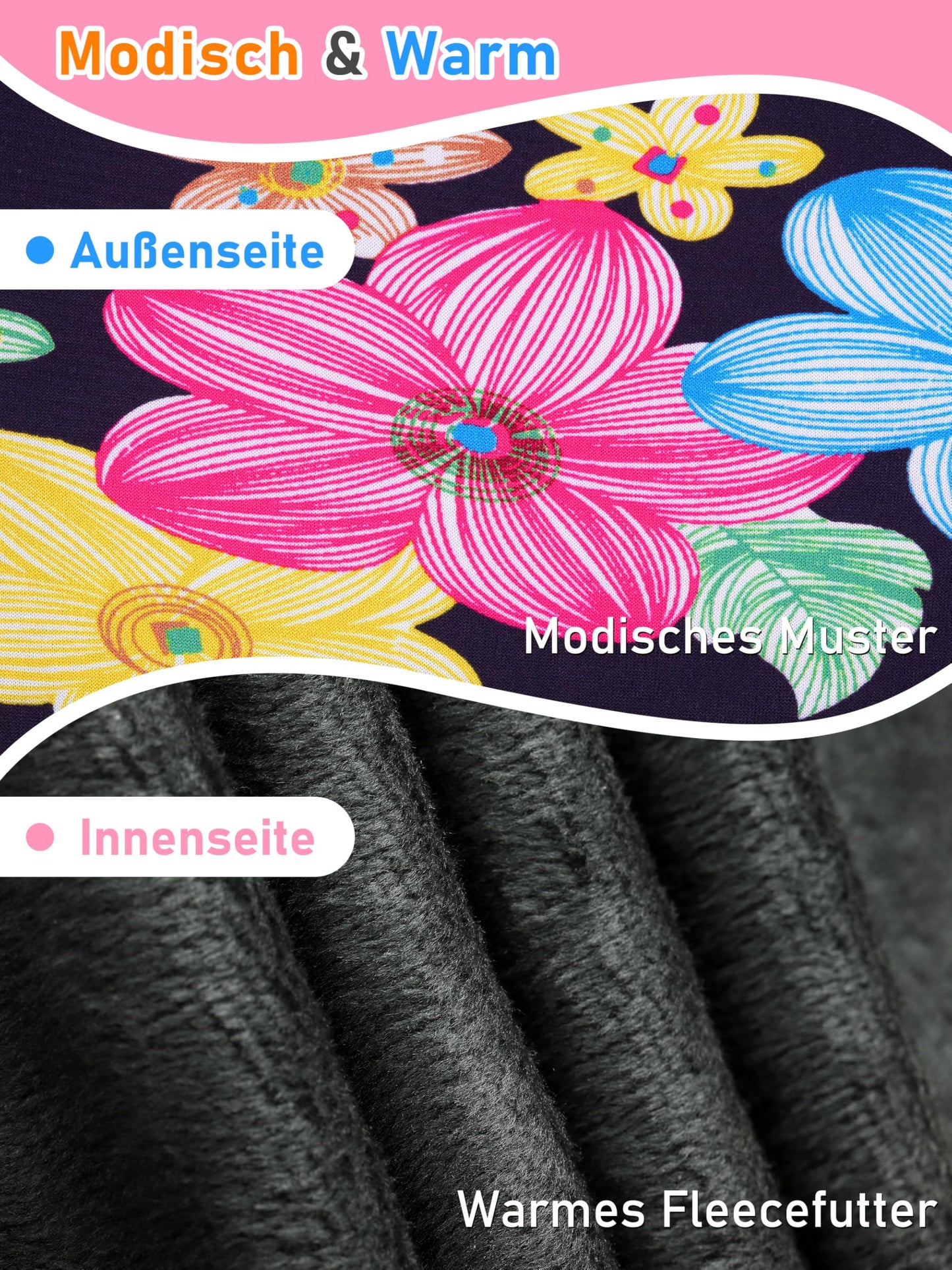 Ruisita 2 Pack Girls Winter Leggings Warm Thick Fleece Lined Leggings for Kids Ankle Length Printed Stretch Pants