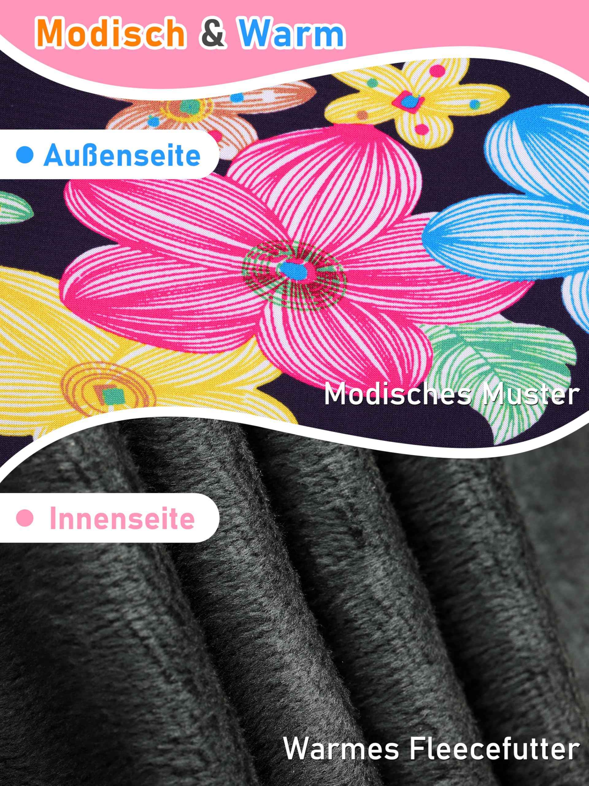 Ruisita 2 Pack Girls Winter Leggings Warm Thick Fleece Lined Leggings for Kids Ankle Length Printed Stretch Pants