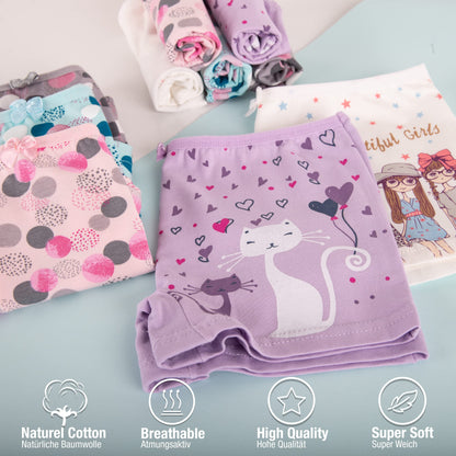 LOREZA ® 10er Pack Mädchen Pantys Boxershorts Unterwäsche aus Baumwolle - Gr. 92-170