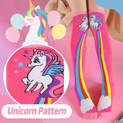 ANTSANG Girls' Knee Socks 6 Pairs for Children Gifts Long Funny Children's Socks Animal Cotton Socks 3-12 Years