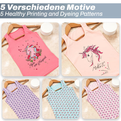 LOREZA ® 5 Mädchen Baumwolle Unterhemden Tank Top Kinder - Gr. 92-170