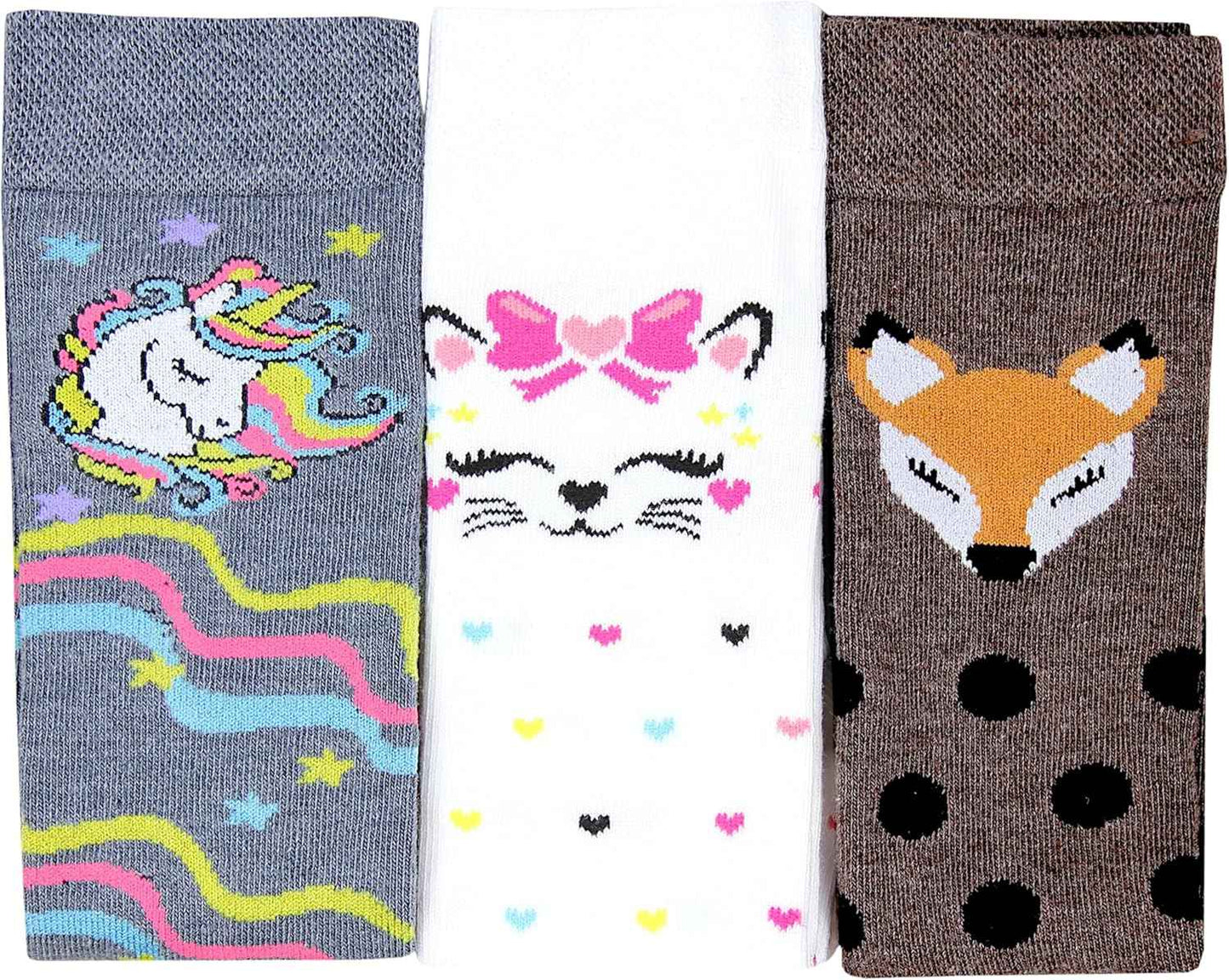 TupTam Girls' Knee-Length Socks, Patterned, Pack of 3