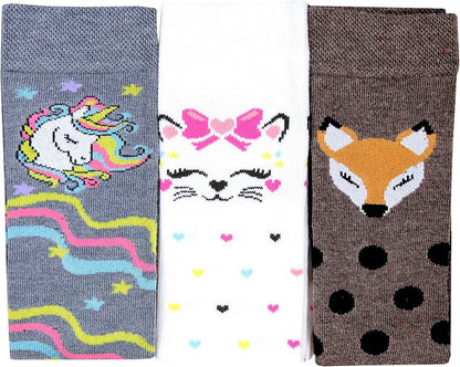 TupTam Girls' Knee-Length Socks, Patterned, Pack of 3