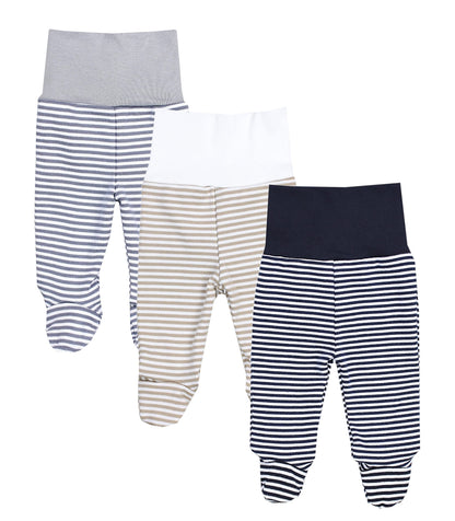 TupTam Pumphose Baby Jungen mit Fuß 3er Pack – Weiche Baby Hose aus Baumwolle mit Komfortbund