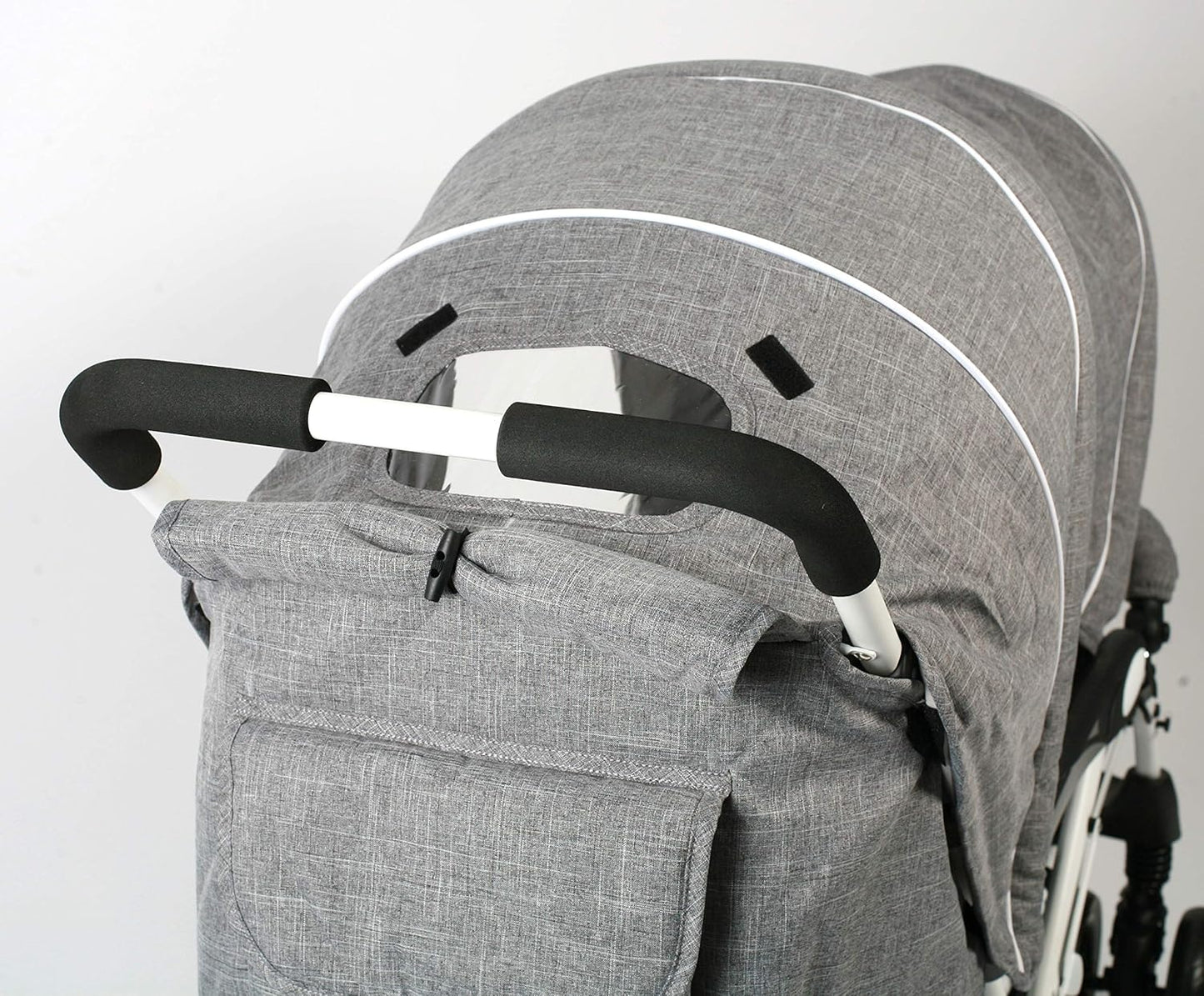 CHIC 4 BABY - Geschwisterwagen DUO mit Tragetasche und Regenschutz, Geschwisterkinderwagen für zwei Kinder, Zwillingswagen, Zwillingsbuggy, Tandemkinderwagen, Tandembuggy, Kinderwagen, Jeans grau