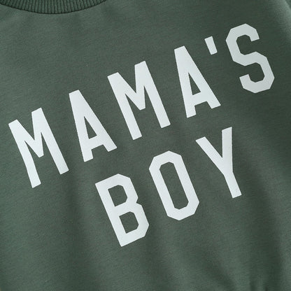 Geagodelia Baby Boys Clothing Outfit Baby Clothing Set Long Sleeve Sweatshirt + Trousers Newborn Soft Baby Set Mama's Boy 2-Piece