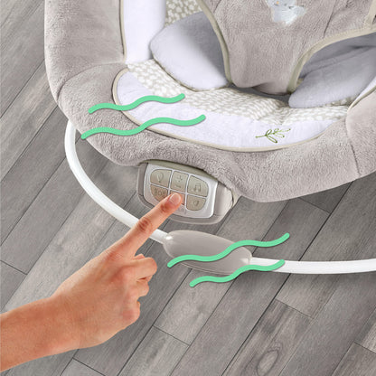 Ingenuity, InLighten Babywippe Babyschaukel mit Lichtern, Nate Bunny, Spielzeugleiste, Vibrationen, Geräuschen, Tummy Time Kissenmatte, bis zu 20 lbs, Neugeborenes+