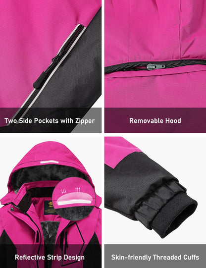 MoFiz Girls' Winter Jacket, Ski Jacket, Children's Softshell Jacket, Fleece Lining, Windproof, Outdoor Jacket with Hood