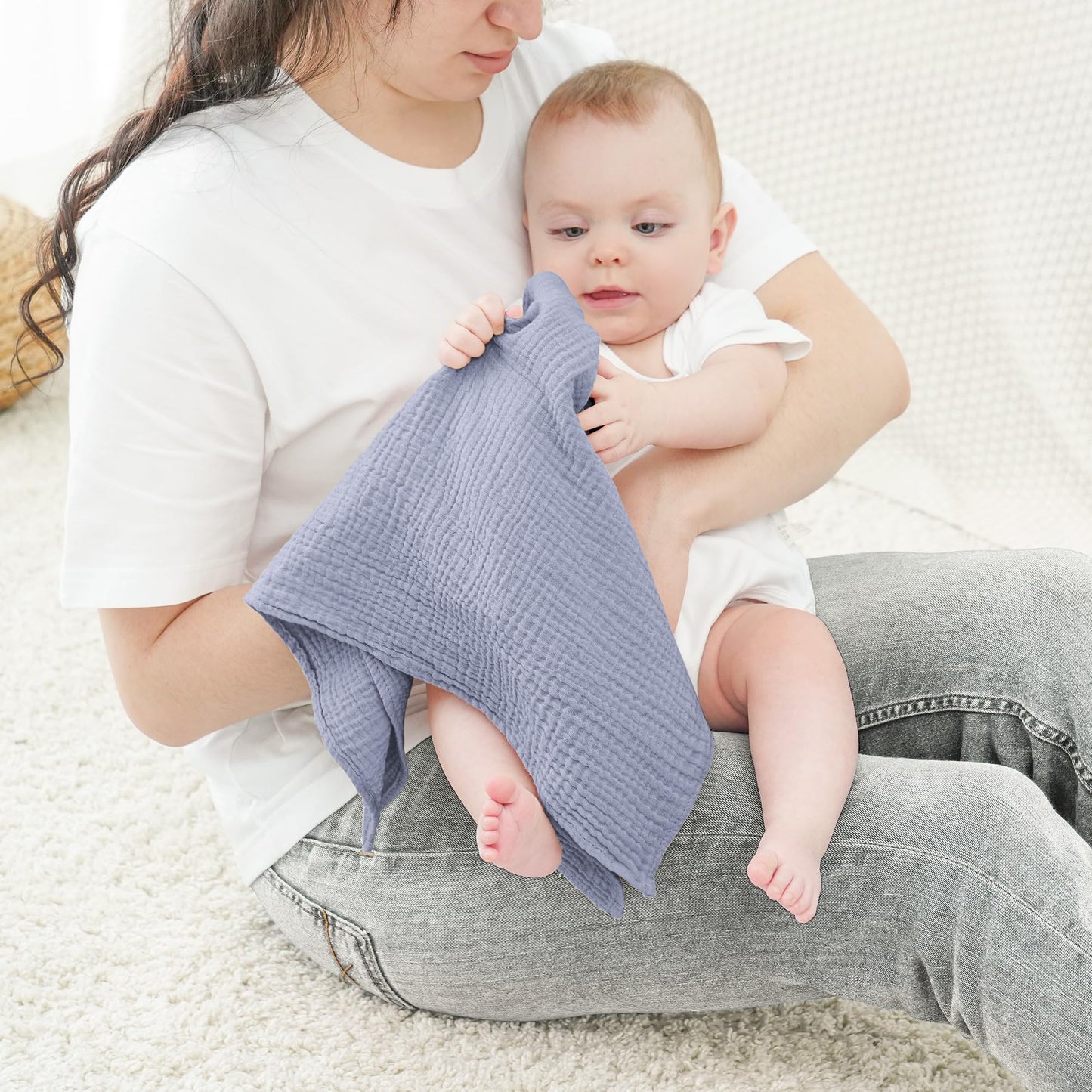 Bearmoss Moltontücher Baby 100% Baumwolle Weiche Spucktücher Baby,Atmungsaktiv und Extrem Saugfähig Musselin Tuch für Saugstark Mulltücher 4er 60x60cm (Brauner Druck)