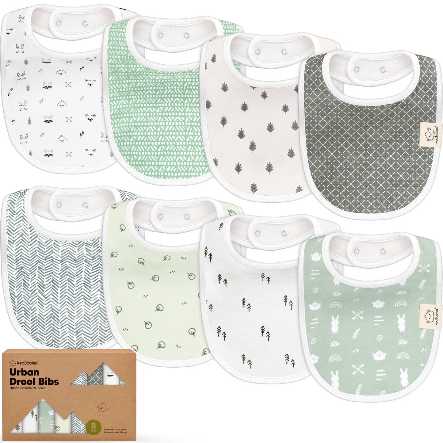 Baby Bibs for Boys &amp; Girls - 8-Pack Organic Cotton Teething Bibs - Baby Bibs for Girls &amp; Boys - Large Bibs for Infants, Toddlers (Wilderness) 
