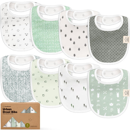 Baby Bibs for Boys &amp; Girls - 8-Pack Organic Cotton Teething Bibs - Baby Bibs for Girls &amp; Boys - Large Bibs for Infants, Toddlers (Wilderness) 