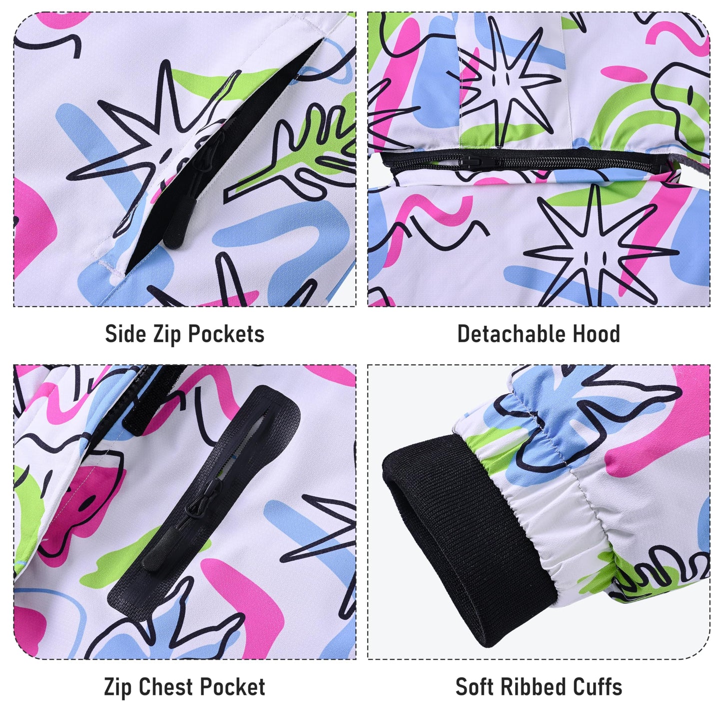 MoFiz Girls' Winter Jacket, Ski Jacket, Children's Softshell Jacket, Fleece Lining, Windproof, Outdoor Jacket with Hood