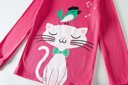 LOLPIP Mädchen Pyjamas 100% Baumwolle Schlafanzug für Kinder Schlafkleidung Langarm 4 Stück Set 1-12 Jahre