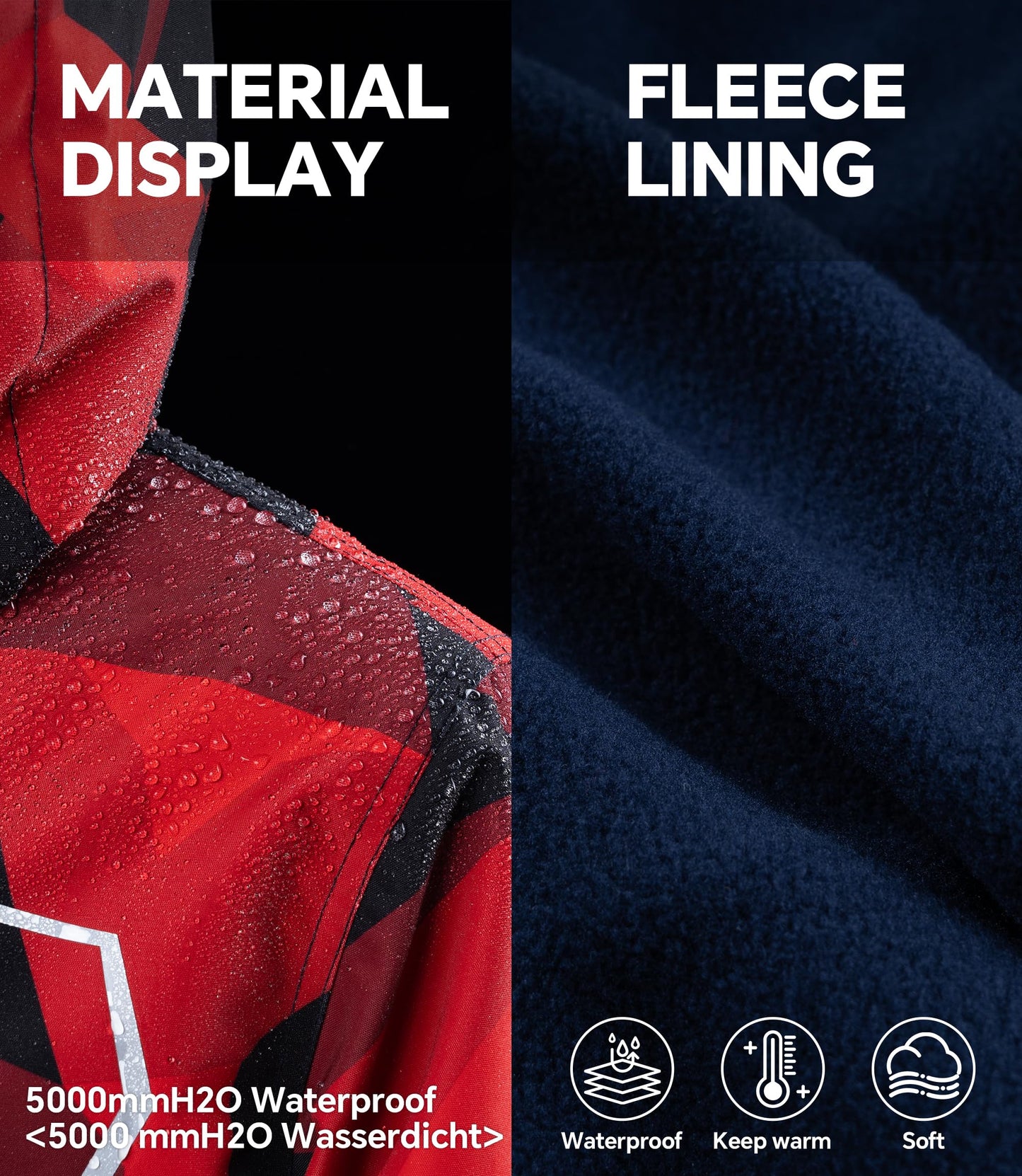 LAUSONS Children's Lined Rain Jacket Boys Camouflage Waterproof Jacket Lightweight Transition Jacket with Removable Hood 