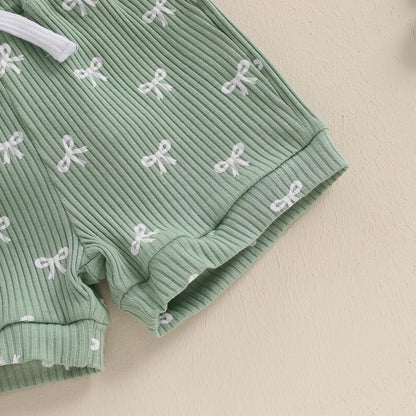 3tlg Baby Mädchen Sommer Kleidung Set Rüschen Kurzarm Strampler + Rüschen Shorts + Stirnband Babyset Weiche Neugeborene Ausgehen Outfit