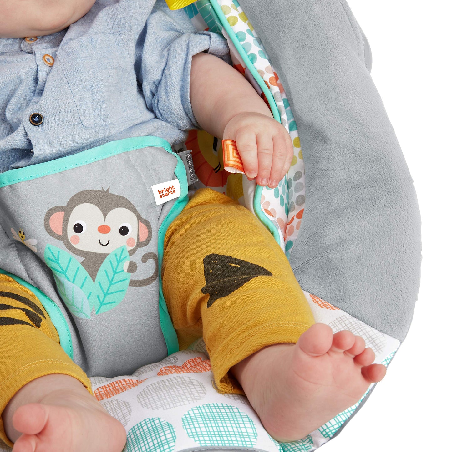 Bright Starts, Babywippe Babyschaukel mit beruhigenden Vibrationen, Babysitz, Musik, abnehmbarer Spielbügel, 0-6 Monate, bis zu 20 lbs (Whimsical Wild)