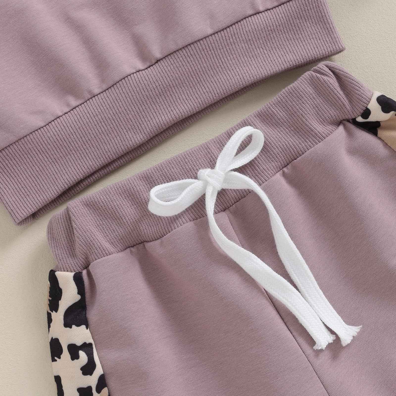 Geagodelia Baby Girl Clothing Outfit Set Long Sleeve Sweatshirt + Leopard Trousers Newborn Soft Baby Set Mama's Mini 2-Piece