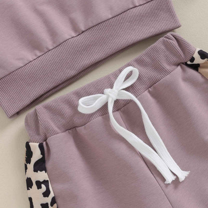 Geagodelia Baby Girl Clothing Outfit Set Long Sleeve Sweatshirt + Leopard Trousers Newborn Soft Baby Set Mama's Mini 2-Piece