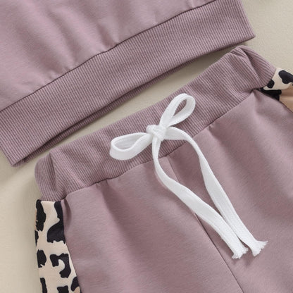Geagodelia Baby Mädchen Kleidung Outfit Set Langarm Sweatshirt + Leopard Hose Neugeborenen Weiche Baby Set Mama’s Mini 2-teilig