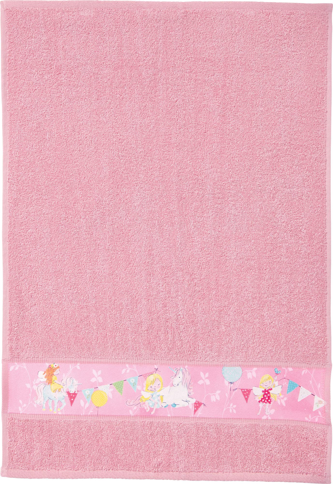 Erwin Müller Kinder-Waschhandschuh, Waschlappen, Frottier 2er-Pack rosa Größe 16x21 cm - angenehm weich, saugstark, langlebig, mit Webbordüre, Stickerei Elfen
