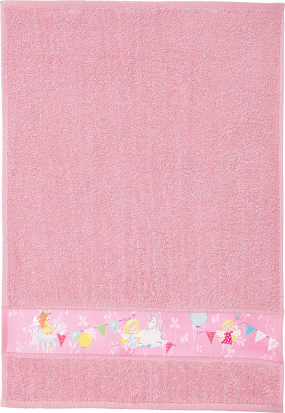 Erwin Müller Kinder-Waschhandschuh, Waschlappen, Frottier 2er-Pack rosa Größe 16x21 cm - angenehm weich, saugstark, langlebig, mit Webbordüre, Stickerei Elfen