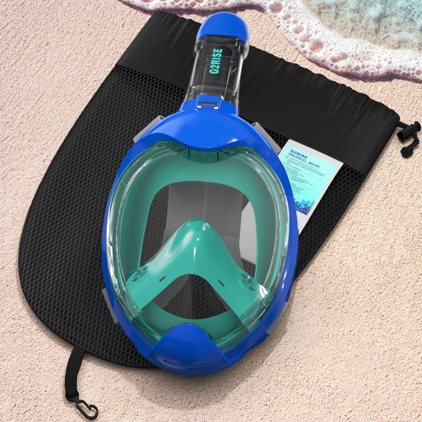 G2RISE® Schnorchelmaske Kinder, tauchermaske vollgesichtsmaske, CO2-sichere, Anti-Beschlag und Trockenoberteil Schnorchel Vollmaske
