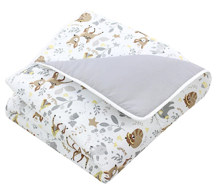 TupTam Krabbeldecke für Baby 120x120 cm - Gepolsterte Spieldecke Baby Baumwolle, XXL, OEKO-TEX, Weich & Hautfreundlich, Farbe: Wald/Beige - Meloni2
