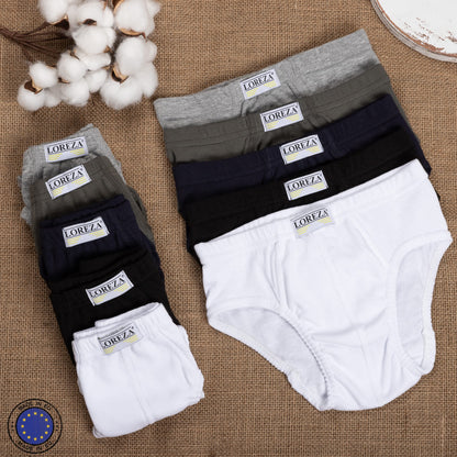 LOREZA ® 10 Jungen Slips aus 100% Baumwolle Unterhosen Unterwäsche 92-170