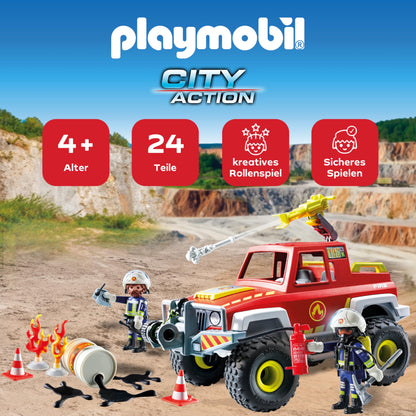 PLAYMOBIL Action Heroes 71464 Fire Boat with Aqua Scooter, Exciting Water Rescue, Includes Diving Goggles, Flippers and Life Jacket, Realistic Toy for Children from 4 Years