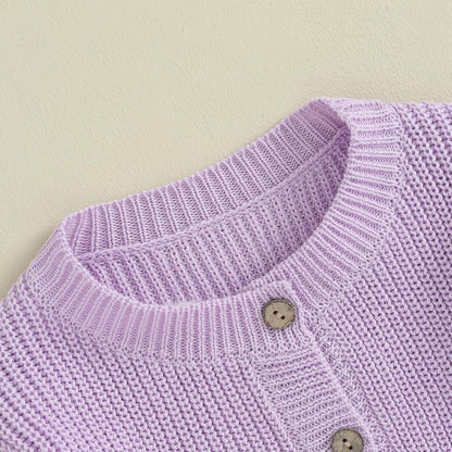 FOMOYUU Strickjacke für Kleinkinder und Neugeborene, Mädchen, langärmelig, Knopfleiste, Sweatshirt, Jacke, Herbst-Outfits