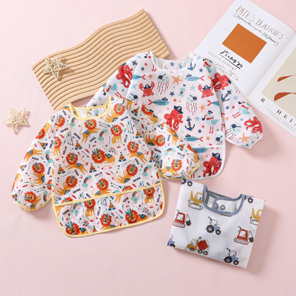 Yunguui Baby Bibs with Sleeves, 5 Pack, Washable Full Body Bibs, Sleeved Bibs, Waterproof for 3-30 Months 